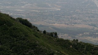 4K aerial stock footage of the ridge of a green mountain in the San Bernardino Mountains of California Aerial Stock Footage | FG0001_000136