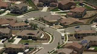 4K aerial stock footage of residential neighborhood with quiet streets in Rancho Cucamonga, California Aerial Stock Footage | FG0001_000145