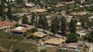 4K aerial stock footage of upscale hillside homes in Pasadena, California Aerial Stock Footage | FG0001_000150