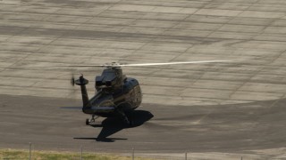 4K aerial stock footage of a helicopter at Whiteman Airport, Pacoima, California Aerial Stock Footage | FG0001_000153