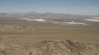 4K aerial stock footage of approaching the Ivanpah Solar Electric Generating System in California Aerial Stock Footage | FG0001_000172