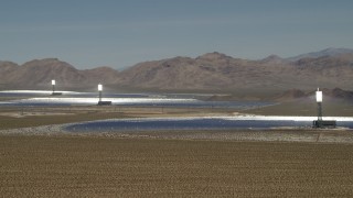 4K aerial stock footage of the arrays at the Ivanpah Solar Electric Generating System in California Aerial Stock Footage | FG0001_000176