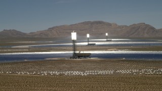 4K aerial stock footage flyby the Ivanpah Solar Electric Generating System in California Aerial Stock Footage | FG0001_000181