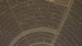 4K aerial stock footage of a bird's eye of one of the mirror arrays at the Ivanpah Solar Electric Generating System in California Aerial Stock Footage | FG0001_000216