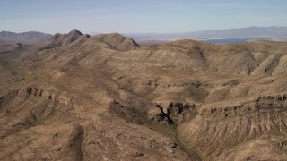 4K aerial stock footage of steep-sloped mountain ridges in the Nevada Desert Aerial Stock Footage | FG0001_000260