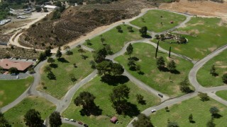 HDA07_27 - HD stock footage aerial video of Eternal Valley Memorial Park, Newhall, California