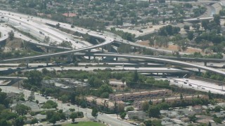 HD stock footage aerial video of the I-5 and I-118 interchange, Pacoima, California Aerial Stock Footage | HDA07_41