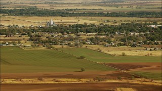 HD stock footage aerial video of the town of Walters and farmland in Oklahoma Aerial Stock Footage | HDA12_094