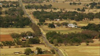 HD stock footage aerial video of a country road and farms in Temple, Oklahoma Aerial Stock Footage | HDA12_108