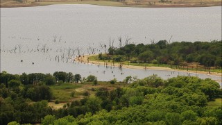 HD stock footage aerial video of the shoreline of a lake in Oklahoma Aerial Stock Footage | HDA12_110