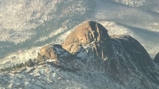 HD stock footage aerial video of a rounded peak with snow in the Rocky Mountains, Colorado Aerial Stock Footage | HDA13_294