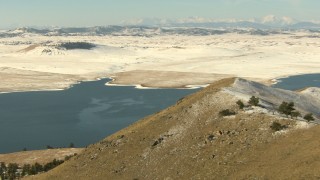 HD stock footage aerial video of flying over mountains to approach a lake in Park County, Colorado Aerial Stock Footage | HDA13_311