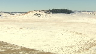 HD stock footage aerial video descend toward snowy hills in Park County, Colorado Aerial Stock Footage | HDA13_314