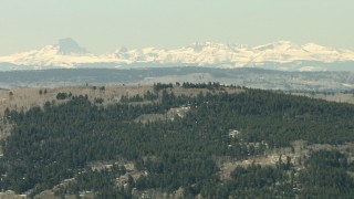 HD stock footage aerial video of a view of the Rocky Mountains beyond a ridge in Colorado Aerial Stock Footage | HDA13_332