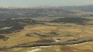 HD stock footage aerial video of approaching farms and fields in Ridgway, Colorado Aerial Stock Footage | HDA13_343