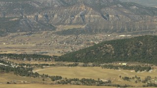 HD stock footage aerial video of approaching a small mountain town in Ridgway, Colorado Aerial Stock Footage | HDA13_344