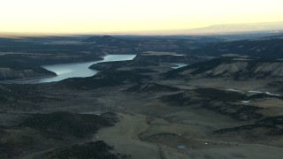 HD stock footage aerial video of the Ridgway Reservoir at sunrise, Colorado Aerial Stock Footage | HDA13_399