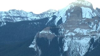 HD stock footage aerial video of a view of rugged Rocky Mountains with snow in Colorado Aerial Stock Footage | HDA13_402