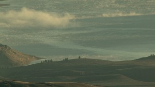 HD stock footage aerial video of light clouds at sunrise over the Blue Mesa Reservoir, Colorado Aerial Stock Footage | HDA13_413