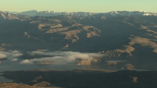 HD stock footage aerial video of the Blue Mesa Reservoir and the Rocky Mountains at sunrise, Colorado Aerial Stock Footage | HDA13_414