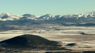 HDA13_459 - HD stock footage aerial video of the town of Fairplay at the base of Rocky Mountains, Colorado 