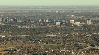 HDA13_486 - HD stock footage aerial video of office buildings and suburban neighborhoods in Centennial, Colorado