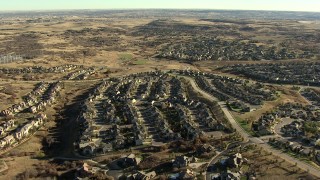 HD stock footage aerial video of flying over tract homes and mansions in Castle Pines, Colorado Aerial Stock Footage | HDA13_486_01