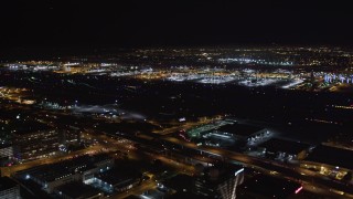 LD01_0004 - 5K aerial stock footage of LAX (Los Angeles International Airport), California at nighttime