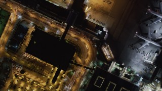 LD01_0013 - 5K aerial stock footage of LAX (Los Angeles International Airport), California at nighttime