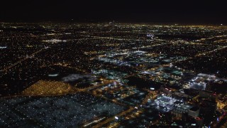 5K aerial stock footage track a passenger jet landing at night, LAX (Los Angeles International Airport), California Aerial Stock Footage | LD01_0016