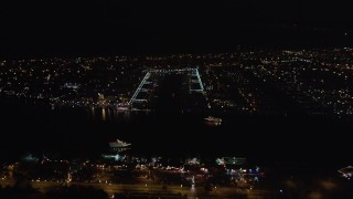 5K aerial stock footage approach Marina Del Rey, California at night Aerial Stock Footage | LD01_0019