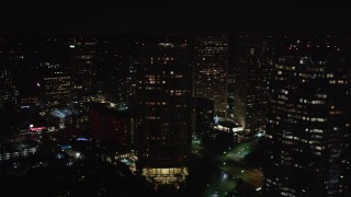 5K aerial stock footage video passing skyscrapers at night, Century City, California Aerial Stock Footage | LD01_0056