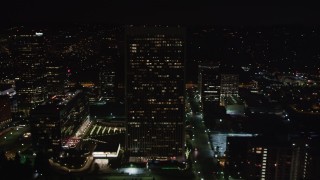 5K aerial stock footage of office buildings at night in Century City, California Aerial Stock Footage | LD01_0057