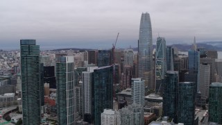 5.7K stock footage aerial video of Salesforce Tower and surrounding skyscrapers in Downtown San Francisco, California Aerial Stock Footage | PP0002_000029