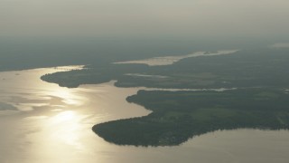 PP003_117 - HD stock footage aerial video of bridges spanning the Susquehanna River, Maryland