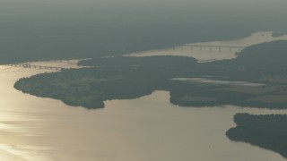 HD stock footage aerial video of a view of bridges spanning the Susquehanna River, Maryland Aerial Stock Footage | PP003_118