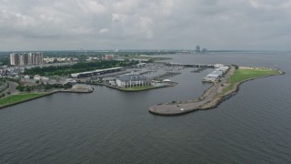 4K aerial stock footage orbit marina and Breakwater Park on Lake Pontchartrain Shore in Lakeview, New Orleans, Louisiana Aerial Stock Footage | PVED01_095