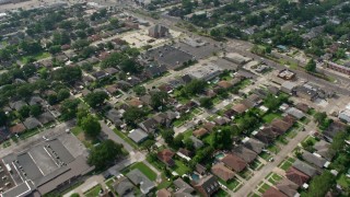 4K aerial stock footage fly over suburban residential neighborhoods in Metairie, New Orleans, Louisiana Aerial Stock Footage | PVED01_102