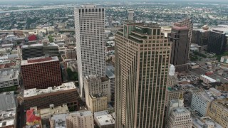 4K aerial stock footage tilt to reveal Place St. Charles and One Shell Square in Downtown New Orleans, Louisiana Aerial Stock Footage | PVED01_120