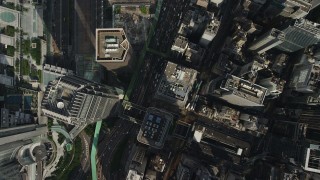 SS01_0019 - 5K stock footage aerial video bird's eye view of city streets and skyscrapers on Hong Kong Island in China