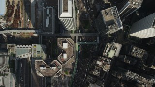 5K stock footage aerial video bird's eye view of city streets and high-rises on Hong Kong Island, China Aerial Stock Footage | SS01_0020