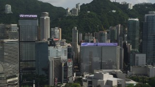 SS01_0027 - 5K stock footage aerial video of flying by skyscrapers on Hong Kong Island, China