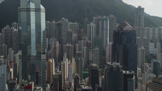 5K stock footage aerial video of modern skyscrapers on Hong Kong Island, China Aerial Stock Footage | SS01_0033