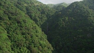 SS01_0107 - 5K stock footage video approach waterfall in forested mountains on Hong Kong Island, China