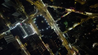 5K stock footage aerial video bird's eye view of busy city streets through Hong Kong Island, China Aerial Stock Footage | SS01_0175