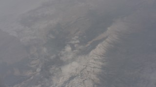 WA002_078 - 4K stock footage aerial video of a bird's eye view of ridges in the Sierra Nevada Mountains, California