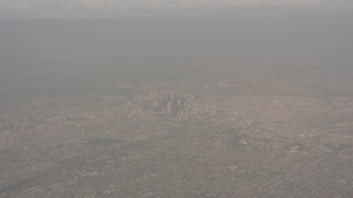 4K stock footage aerial video of a high altitude view of Downtown Los Angeles, California Aerial Stock Footage | WA003_019