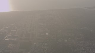 WA003_021 - 4K stock footage aerial video zoom closer to the runways at LAX (Los Angeles International Airport) in California