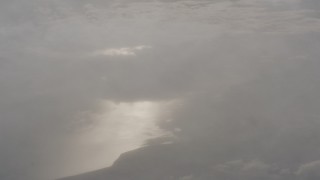 4K stock footage aerial video of misty clouds over a lake in Northern California Aerial Stock Footage | WA004_001