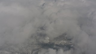 4K stock footage aerial video of a bird's eye view of clouds over Skamania County, Washington Aerial Stock Footage | WA004_077